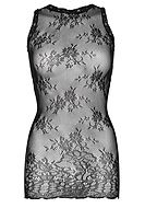 Night mini dress, sheer mesh, lace edge, flowers, plus size